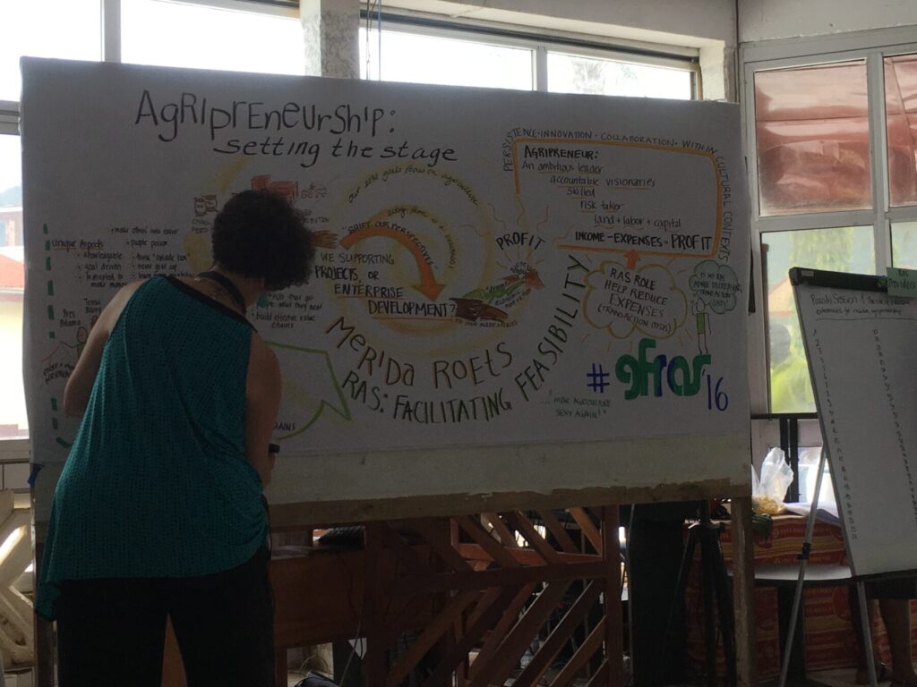Visual meeting notes of scientific talks at a global meeting for GFRAS were used to ensure cultural relevance of the knowledge shared with indigenous participants.