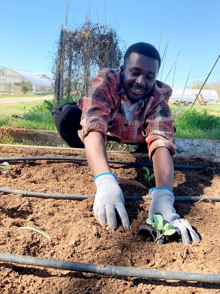 Michael working hands-on at a plant nursery