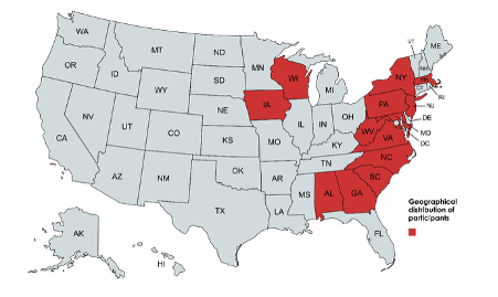 The geographic distribution of focus group participants