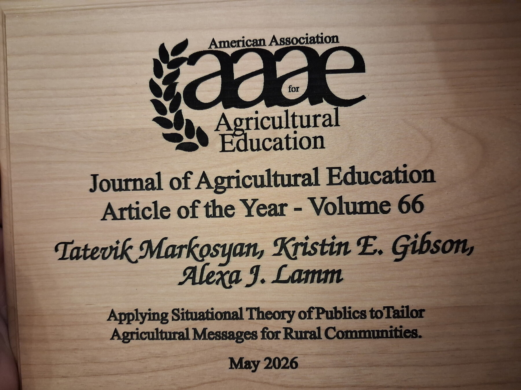 Journal Article of the Year Award