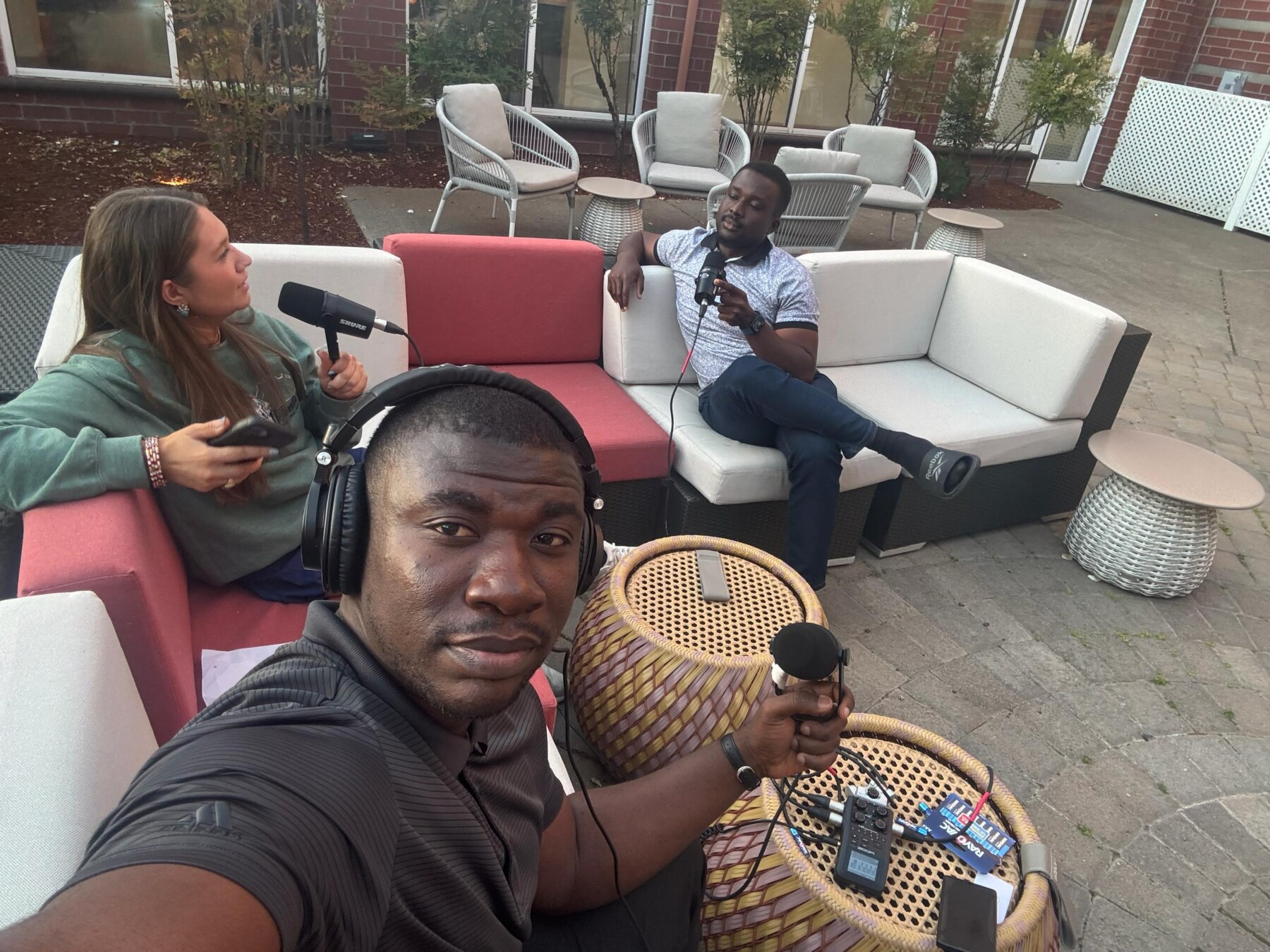 Lamm Lab team recording podcast