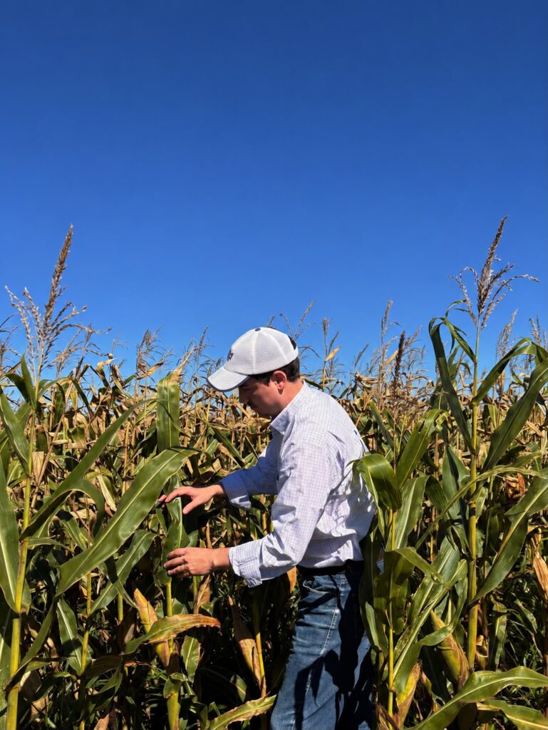Gabriel Enrique Nardi Robles on a cornfield.